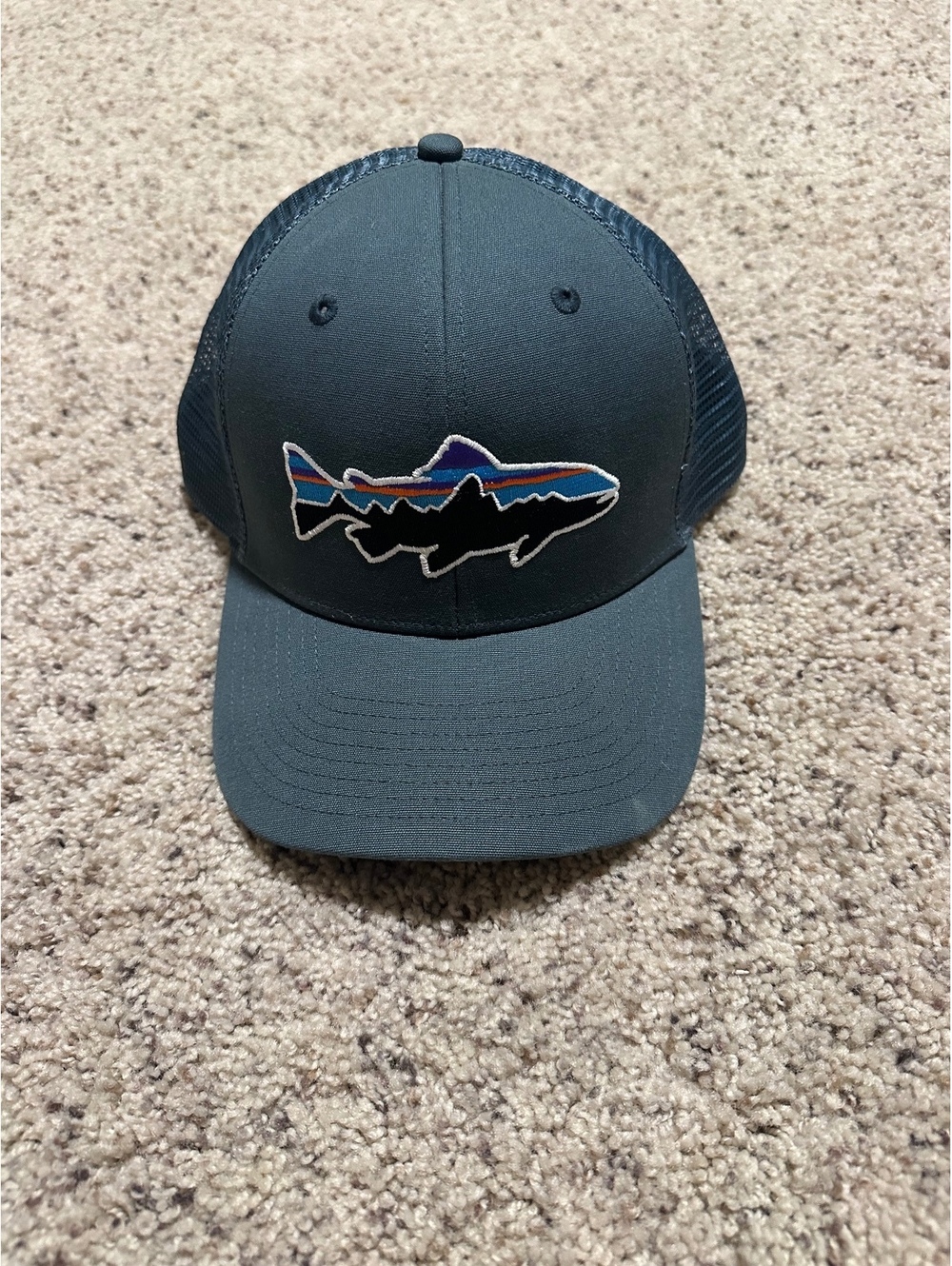 Patagonia Black Mesh Back Baseball Cap with Fish Logo